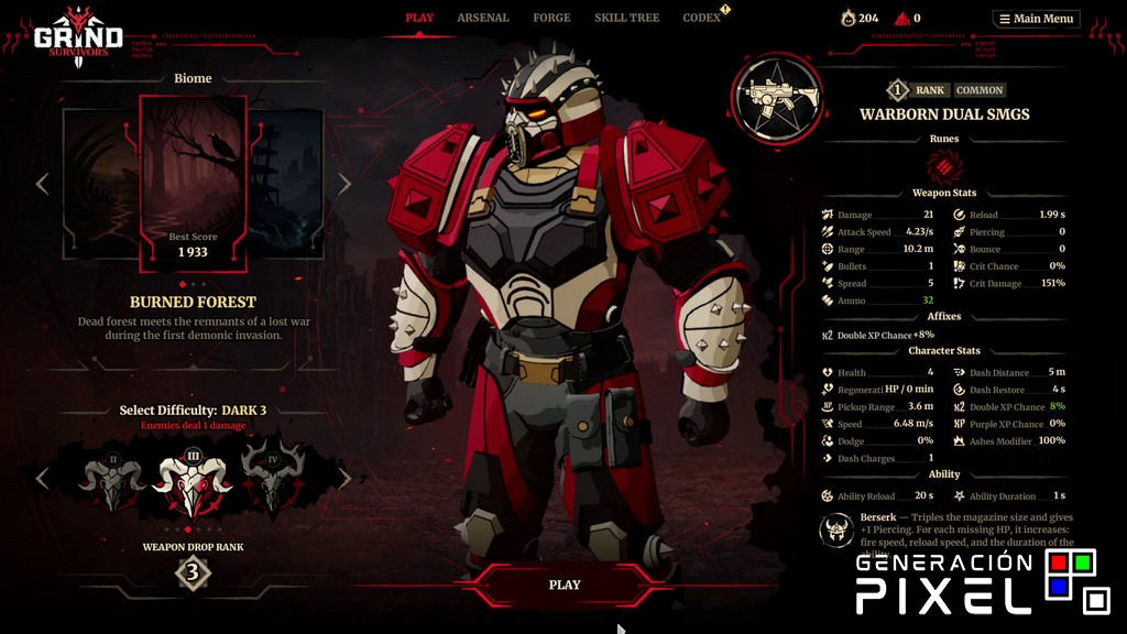 Análisis de Grind Survivors